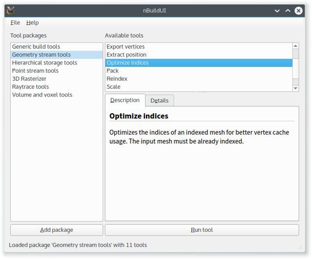 UI showing a list of build tools and corresponding documentation.